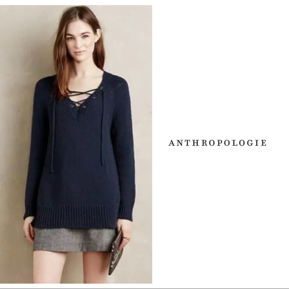 Anthropologie Moth Asbury Chucky Lace up sweater